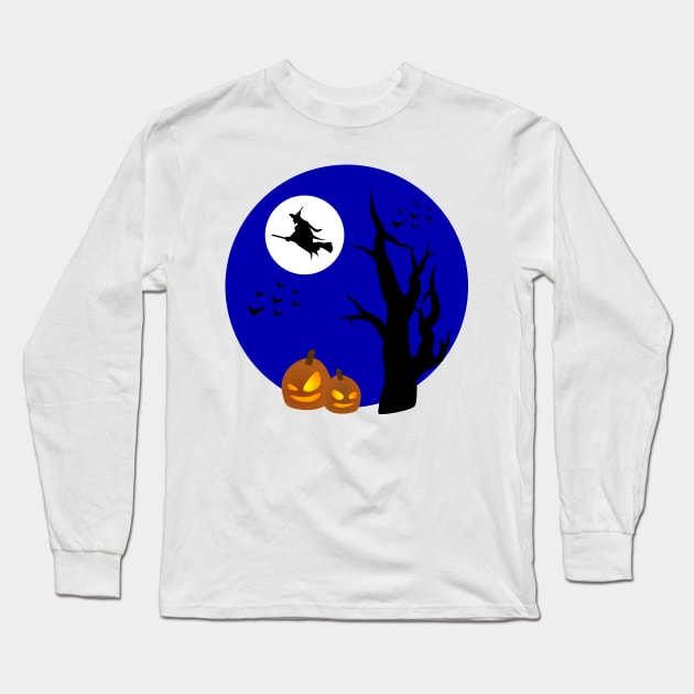 haloween broom Long Sleeve T-Shirt by Vanilla Susu